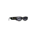 camo rectangle sunglasses - front view, blegati logo