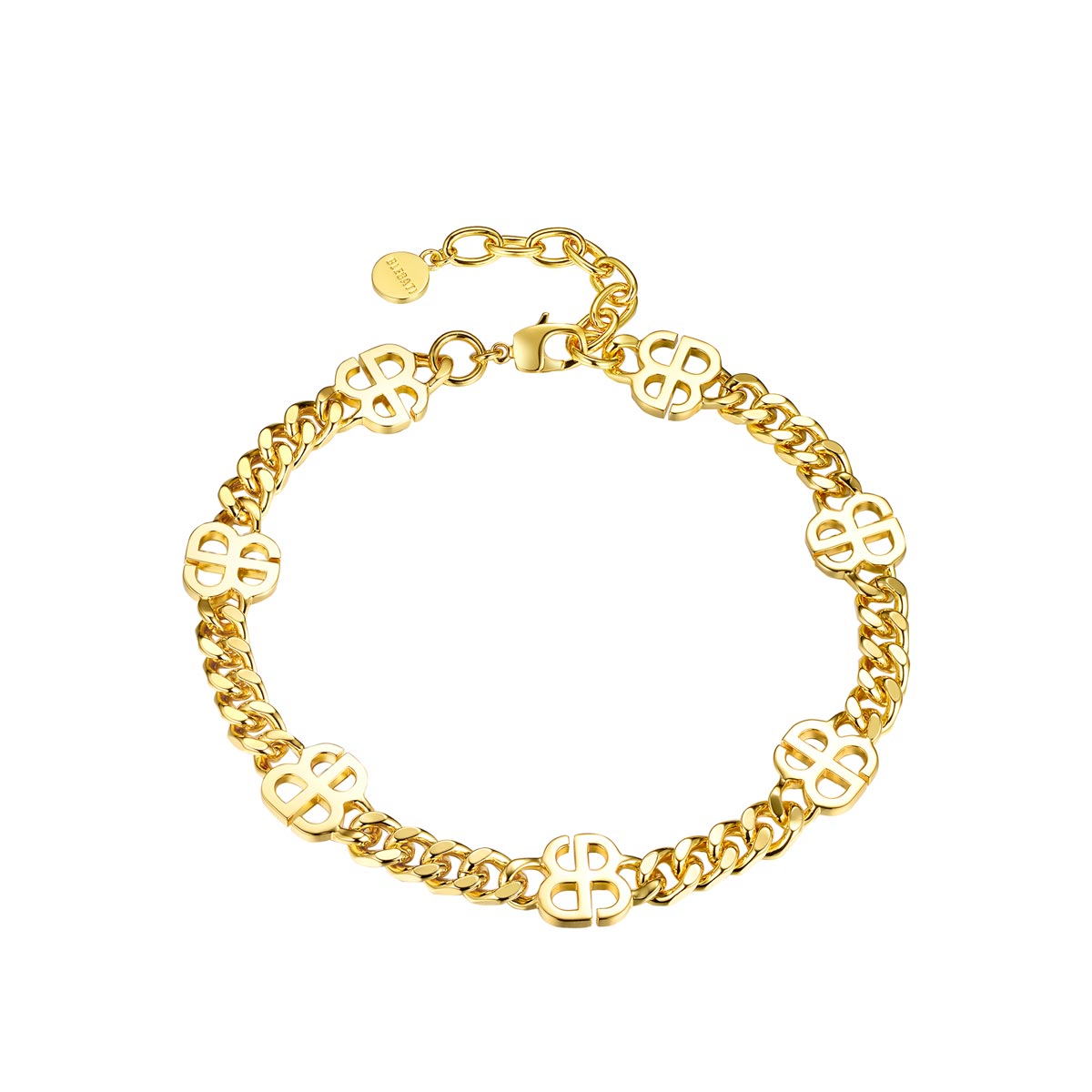 BB logo necklace, 18K gold chain