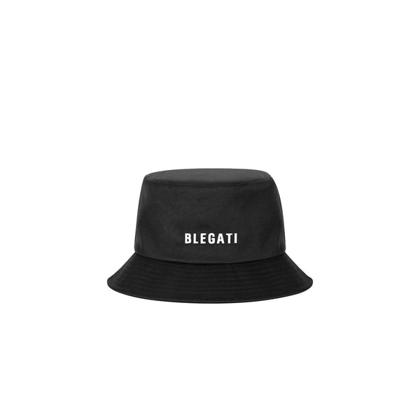 black bucket hat, blegati logo
