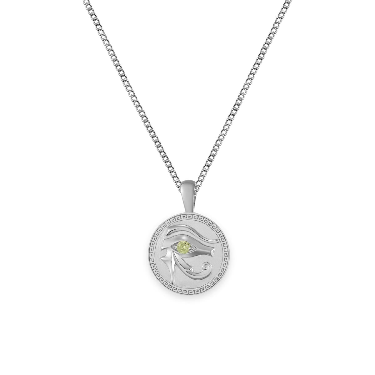 Eye of horus sterling silver pendant, peridot gemstone