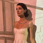 model wearing blegati necklace, iced out chain