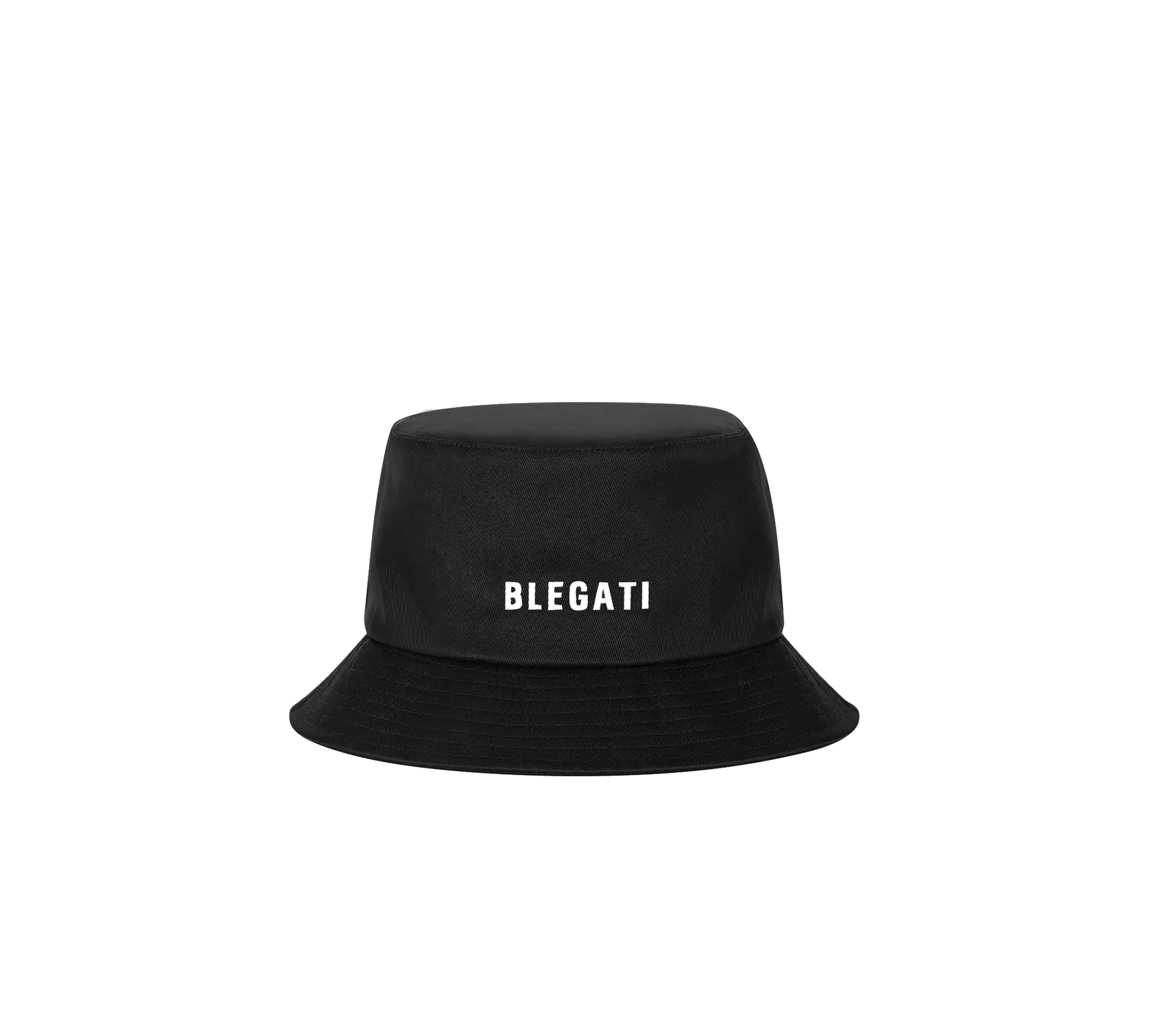 blegati black bucket hat, front view