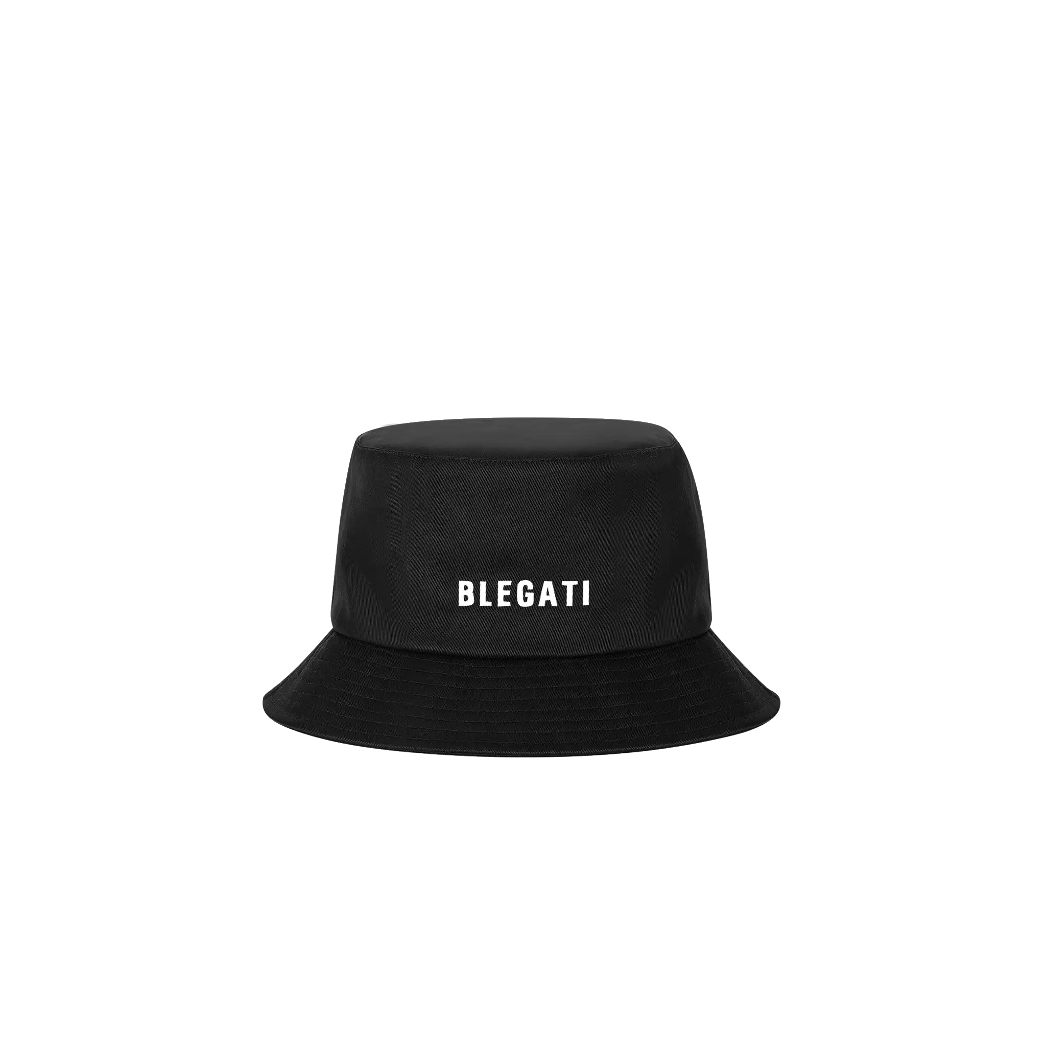 blegati black bucket hat, front view