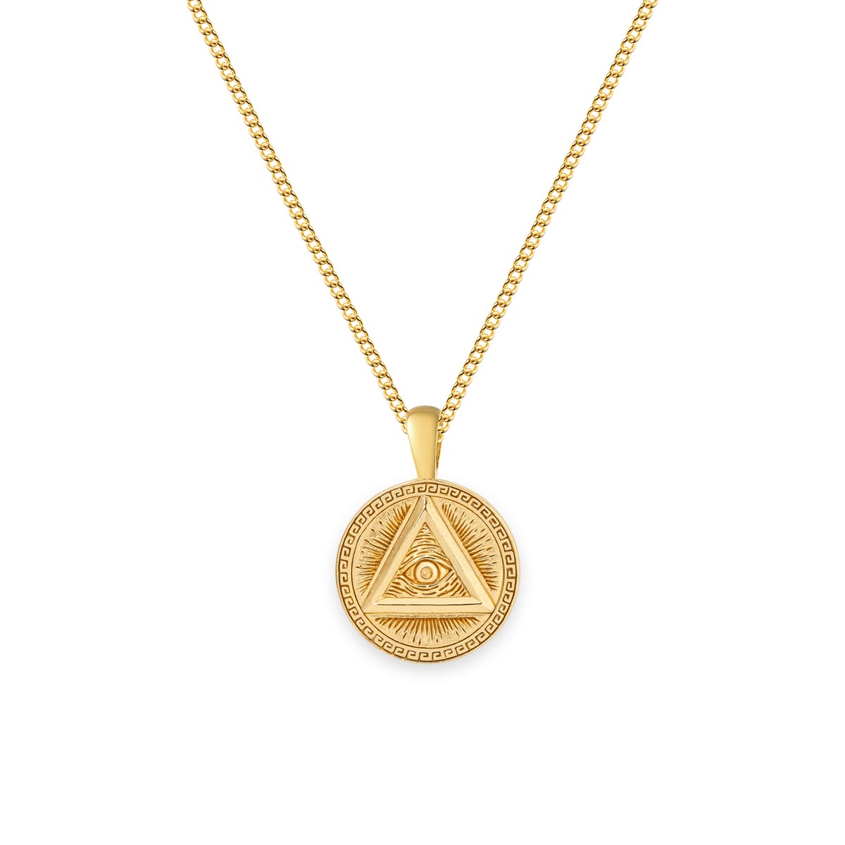 all seeing eye, gold pendant