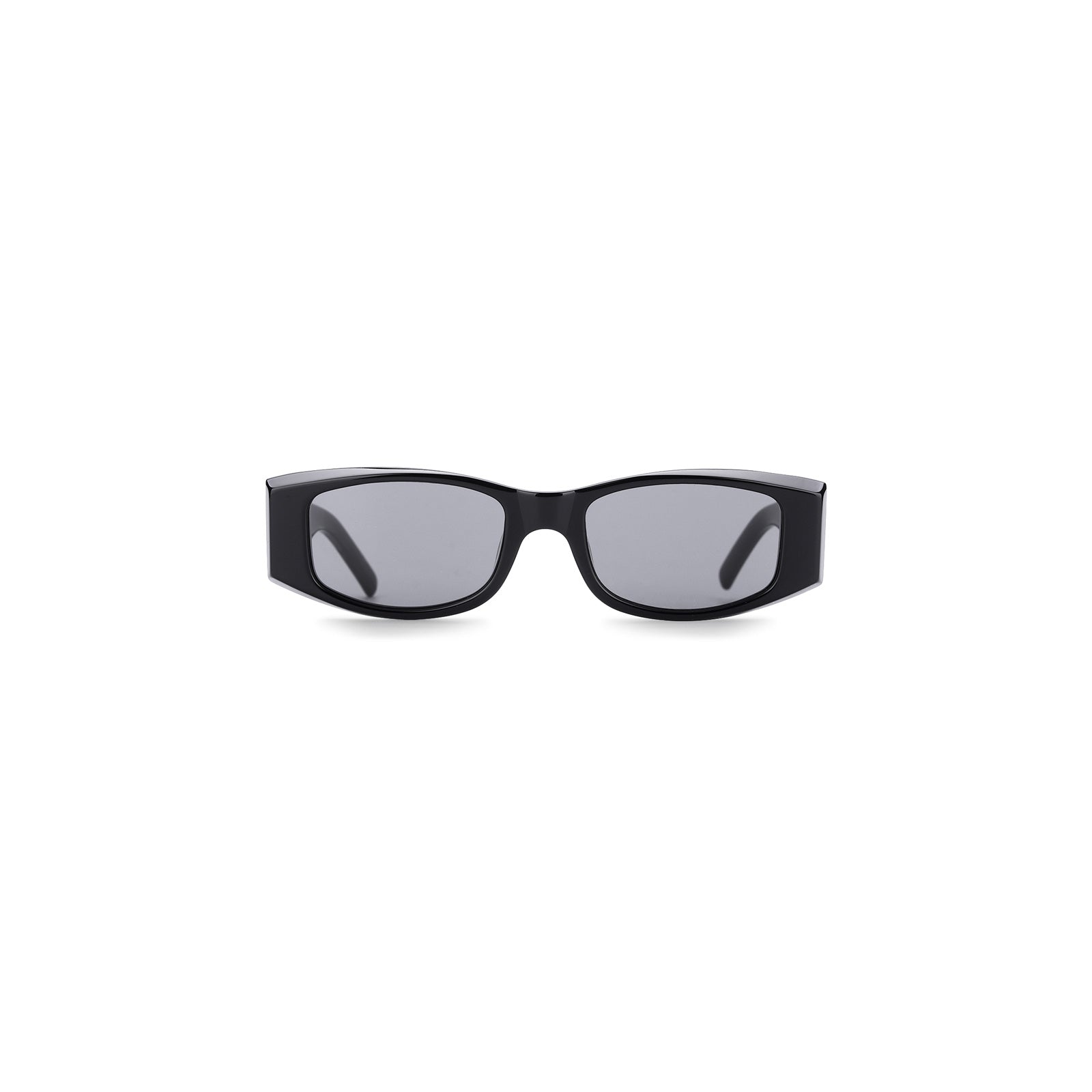 black rectangle sunglasses, acetate, front view