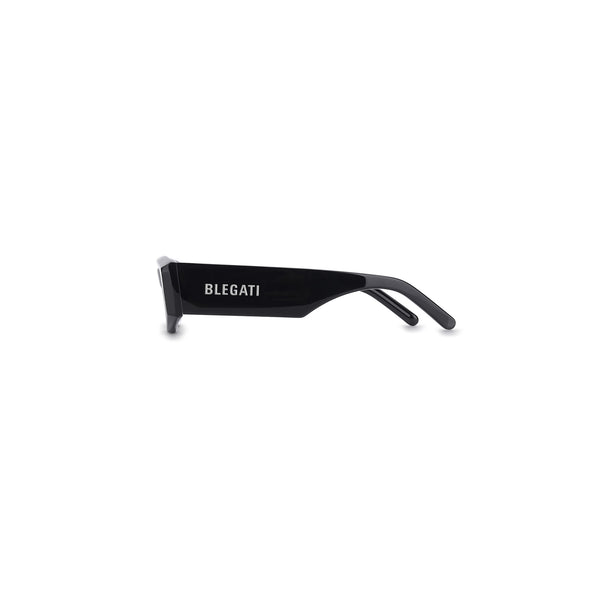 black rectangle sunglasses, acetate, blegati logo
