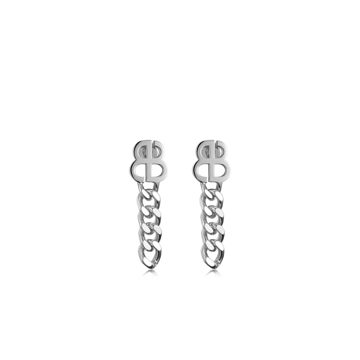 silver earrings, baller edition jewellery, front view