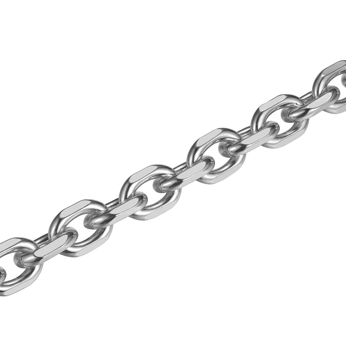 bold silver chain, close up view